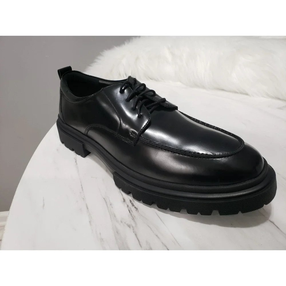 NEW SIZE 11.5 - STEVE MADDEN MENS ZURI BLACK LUG SOLE OXFORDS